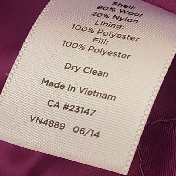 TALBOTS Women's Plum Wool Coat | GREAT CONDITION - Size 10 - Picture 11 of 11